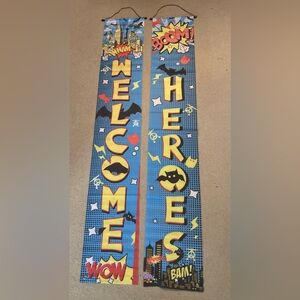 New Super Heros themed porch banners for birthday party or room decor